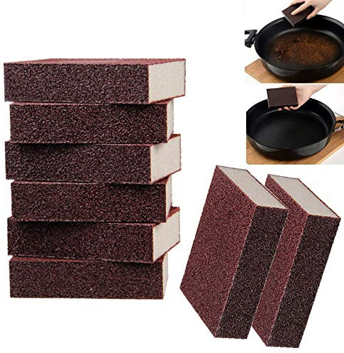 Nuluxi Magic Carborundum Sponge Emery Wipe Sponge Kitchen Cleaning Sanging Sponge Sponge Scourer Washing Up Sponges Multi-Purpose Removing Rust Kitchen Garage Suitable for Kitchens Bathroom(8 Pieces)