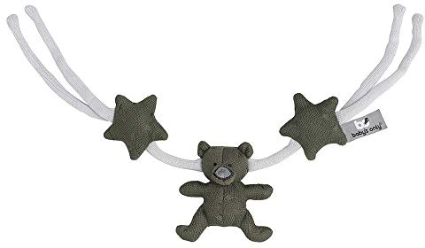Baby's Only - Kinderwagenkette - Mit gestricktem Spielzeug - Für Kinderwagen oder Autositz - Khaki/Silbergrau