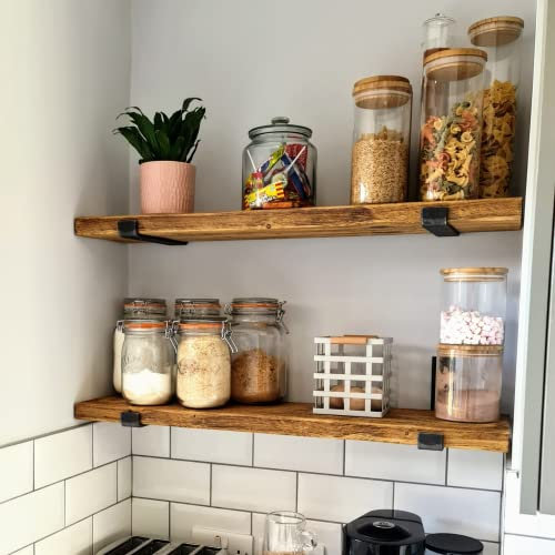 Statement Furniture | Rustic Scaffold Shelves Including Industrial Brackets | Reclaimed | Customizable Length & Colours | Scaffold End-Bands