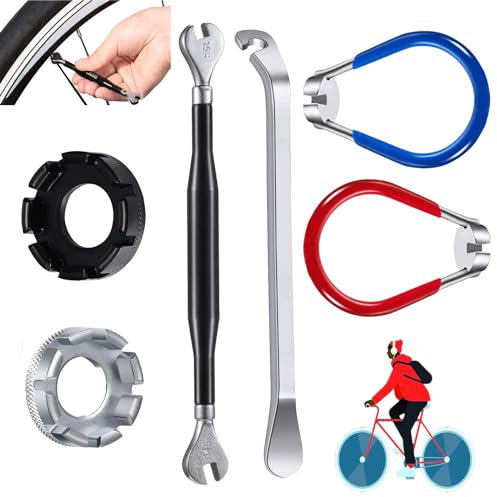 SoundZero 6 Stücke Fahrrad Speichenschlüssel, Größe 10-15 Universal Speichenspanner Fahrrad, Fahrrad Speichenschlüssel Rad Zentrierer, Mini Speichenspanner Reparatur Werkzeug, Fahrradspeichenwerkzeug