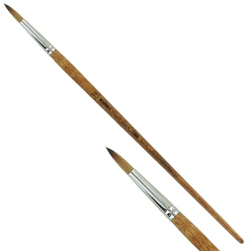 KUM - Acryl- und Ölpinsel Wood Line Rund Größe 10 | Malpinsel für Künstler, Künstlerbedarf für Acrylmalerei und Ölmalerei