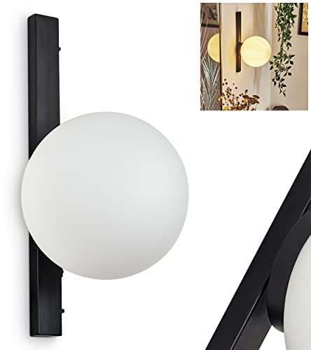 Wandleuchte Rascoupet, moderne Wandlampe aus Metall/Glas in Schwarz/Weiß, Wandspot 1-flammig im Modernen Design, An-/Ausschalter am Gehäuse, 1 x E14, ohne Leuchtmittel
