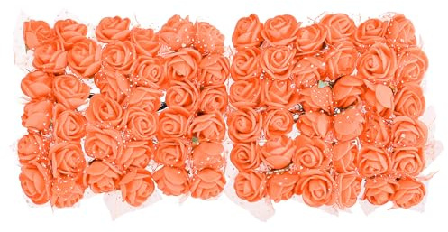 sourcing map Rosa Flores Cabezas Artificiales, Naranjaes 0.8 Pulgada-1 Pulgada para DIY Manualidades Boda y Fiesta Decoración Pack de 432