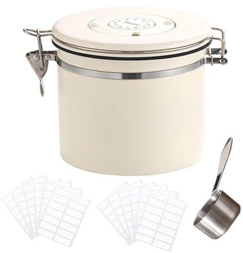 Faderr Coffee Container - Stainless Steel Airtight Canister with Date Tracker and Scoop for Beans, Grounds, Tea, Sugar (1200ml)