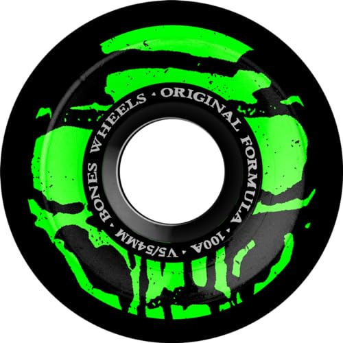 Bones Wheels Mummy Skulls 100A Skateboard-Räder, 54 mm, V5 Sidecut, Schwarz, WSBABMSV554001X4