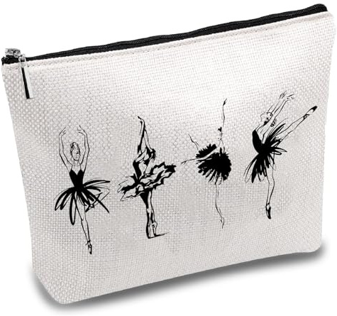 CREATCABIN Borsa per Trucchi Ballerini di Danza Classica Borsa per Cosmetici In Tela Astuccio Multiuso con Cerniera In Metallo Borsa Da Viaggio Borsa Da Toilette Portatile per Donne Studenti 25x18cm