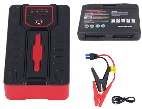 Tragbarer Autobatterie-Starthilfegerät, 20000-mAh-Autobatterie-Starter mit LED-Anzeige, Notfall-Starthilfebox mit Taschenlampe und USB-Ausgang für Bis zu 7 L Benzin oder 5,5 L