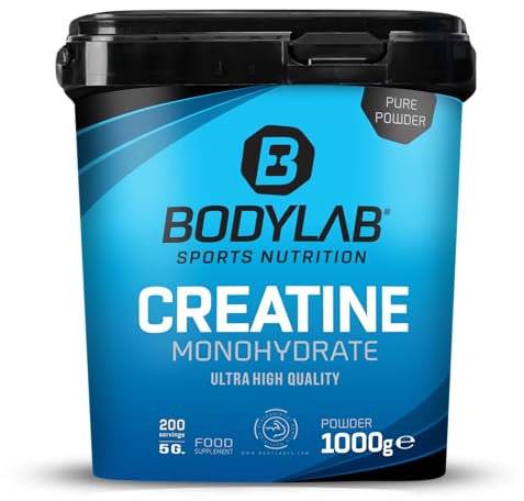 Bodylab24 Creatine Powder 1000g, reines Creatin Monohydrat Pulver, 200 Portionen, Produkt der Kölner Liste