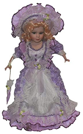 Harilla Poupée Victorienne en Porcelaine de 40 Cm en Robe de Dentelle, Poupée Debout