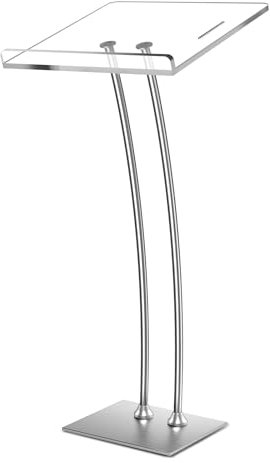 Yorkgargen Acryl Podium mit Eisen Stabilen Boden & Stiftschlitz, Kirche Kanzel Rednerpult mit 10mm Verdickt Acryl Leseplattform, Podium Ständer for Kirche, Vortrag, Hochzeit(16x24x 45) (Weiß)