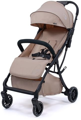 Asalvo HITO Silla de Paseo, Carrito bebé, Carro para bebés, Confortable, Ultraligera, Segura, Capota con Ventana y Freno Trasero, Manejable, Plegado compacto, Carga Máxima 24 kg, Beige