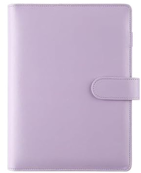 Frogetu Archivador de Documentos A5, Carpeta Anillas A5 De Cuero, 6 Anillas, Morado