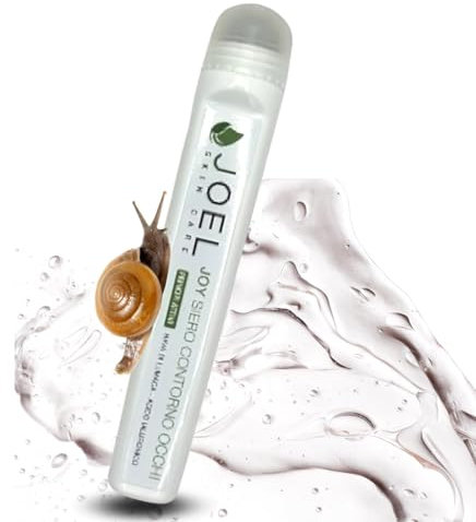 Siero Contorno Occhi idratante Joy di Joel Skin Care con Bava di Lumaca Bio e Acido Ialuronico – Roll on per contorno occhi secco, Rigenerante, Senza Profumo, Made in Italy – 10 ml