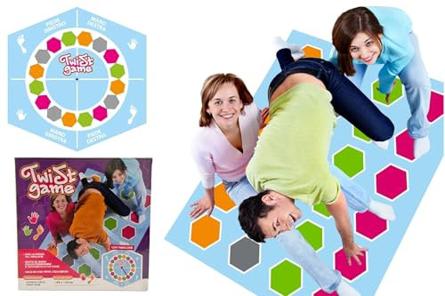Gioco Twist per Bambini Ragazzi Adulti Twist Game Equilibrista con Maxi Tappeto cm 160x130 e Tabellone in Italiano Twisting Game Gioco per Famiglie Giochi di Abilità Divertenti Bambini Adulti