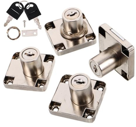 QUMIIRITY 4sets Office Desk Drawer Locks Keys Zinc Alloy Cabinet Drawer Locks for Furniture Security for Home Office Kitchen Cabinets