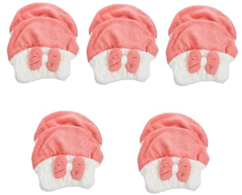 Beaupretty 5 Sätze Farbblock-haartrocknungskappe Lockenwickler Paillette Saugfähig Haargummis Gegen Haarbruch Shampoo Seidenkrawatte Einfache Haaraccessoires Rosa Korallenvlies 2 Stück * 5