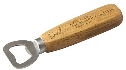 Personalised Bottle Opener Your Text Here 1 Wooden Bottle Opener Laser Engraved UK Fathers Day Birthday Gift for Him