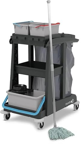 Avern Professional Janitorial Cleaning Trolley Housekeeping Cart 120L Waste Bin For Hotels Schools Hospitals Offices Commercial Industrial - 1 Year Warranty