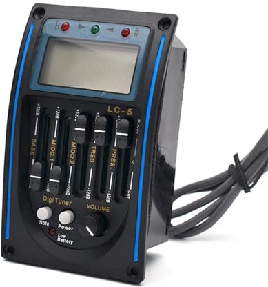 5-Band-Equation Preamp Akustikgitarre Tonabnehmer mit Stimmgerät Piezo E-Box Gitarren-Tonabnehmer für satten und verstärkten Klang