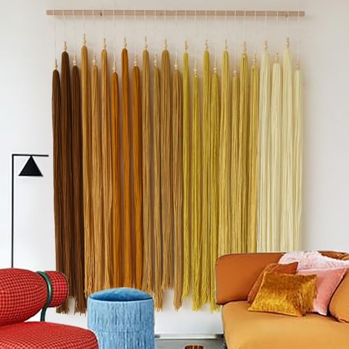 IOWER Macrame Wall Hanging Beads Tassels Decor Boho Yarn Art for Bedroom Living Room or Nursery Aesthetic Bohemian Woven Tapestry for Home 39 W x 45 L