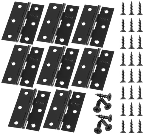 Anstore 8er Set Scharniere Klappbar 75x50x1mm, Schwarze Türscharniere | 8er Set 270° Scharniere Klappbar aus 304 Edelstahl. Rostfreie schwarze Türscharniere, inkl. 60 Schrauben.