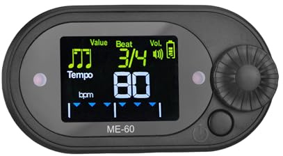 Asixxsix Digitales Metronom, 10 Takte 10 Rhythmen Farbdisplay Elektronisches Rhythmusinstrument für Klavier Gitarre Zither Laufen, Hochpräzises Timing Universal Rhythmusmeter (BLACK)