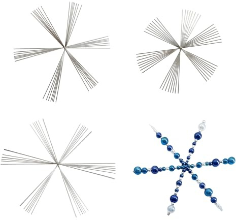 24 Stück Drahtsterne Bastelset Weihnachten Schneeflocken Drahtsterne | 3 Größen: 9,4/11,4/15 cm, Perlensterne Draht, Weihnachtsbaum Deko, DIY Bastelzubehör, 36 Stück Set