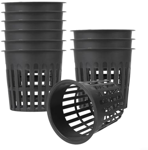 Opatiny Macetas de malla de 11 cm, cesta de plástico hidropónico, contenedores de plantas de invernadero (12 piezas)