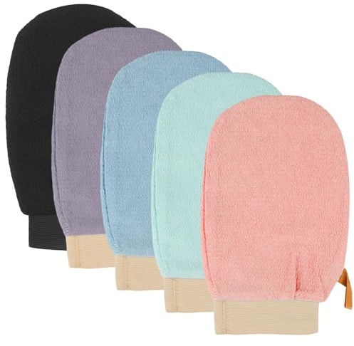 Gants Exfoliants Peeling 5 Pièces, Gants De Gommage Corps Puissants Pour Douche Et Bain, Gant De Massage Contre Les Peaux Morte, Pour Femmes Et Hommes, Réutilisable Et Lavable