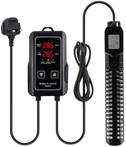 Aquarium Heater,500W Variable Frequency Submersible Fish Tank Heater with Over-Temperature Protection and Automatic Power-Off When Leaving Water for Saltwater and Freshwater,Dual Display,0.1°C Precisi