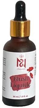 Blush Liquide naturel waterproof, effet tatoo,au coquelicot, grenade et vitamine, parfum fruits rouges, pour joues, lèvres, cosmétique maison, douche, Flacon avec Compte-Gouttes, 30 ml, Teinte Rouge