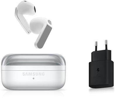 Samsung Galaxy Buds4, Écouteurs Bluetooth sans Fil, Haut-Parleur Dynamique, Codec Hi-FI, Appels Ultra clairs, Audio 360, Réduction de Bruit Adaptative, Chargeur Secteur Inclus, Blanc