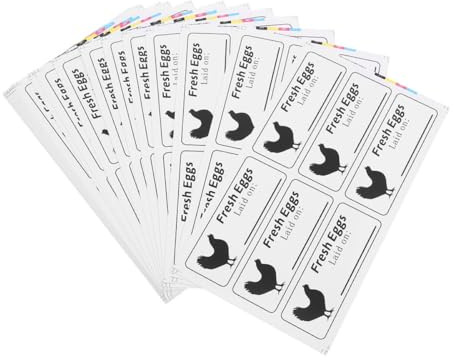 BESTonZON 100 Self-Adhesive Writable Egg Carton Labels for Fresh Eggs Chicken Farm Stickers with Date Marking Market Packaging Stickers and Farm Use