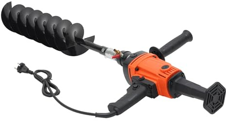 Garten Erdbohrer 220V Elektrische Pfostenloch-Bohrmaschine 1.9kw Bodenkultivator Bohrer 1.2m Steckbare Grubenbohrmaschine Stufenlose Geschwindigkeitsregulierung Lochspaten, für Lehmboden Sandboden