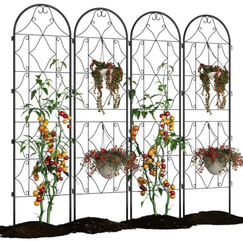 Acekool Sichtschutz Aus Metall Freistehend —4-Teilig, Als Dekorativer Sichtschutz Für Garten, Terrasse & Balkon, Wetterfest & Einfache Montage, Schwarz