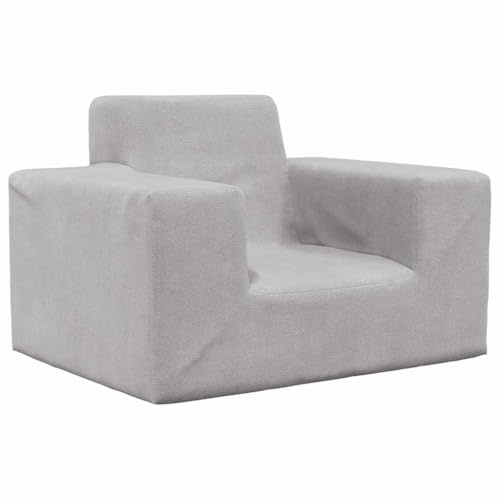 kithwjll Sofá infantil gris claro de felpa suave, 52 x 38 x 34 cm con funda extraíble, relleno de espuma, fácil de limpiar, ideal para habitaciones infantiles, cómodo para leer y jugar