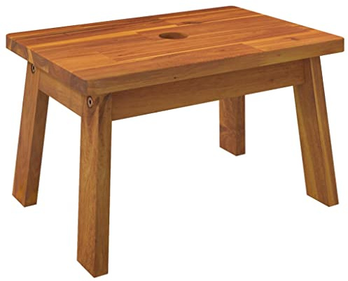 Fengshui Marchepied en bois massif d'acacia 38 x 26 x 22 cm | Design rustique, profil de bord sûr, polyvalent comme tabouret pour plantes, max. 110 kilogrammes