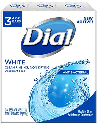 Dial Antibacterial Deodorant Soap, White, 4 Ounce (Pack of 3) Bars