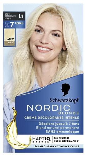 Nordic Blonde - Schwarzkopf – Décoloration Cheveux Intense - Sans Amoniaque - Huile OmégaPlex Anti-Casse - Crème Décolorante Intense L1 - Anti Reflets Jaunes