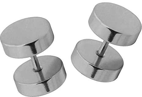 Faux-Plugs Piercings Boucle D´Oreilles Fake-Plug Studs Tunnel Expander CheaterHomme Femme 6 8 10 12 mm Acier, Farbe2:argent - 8mm