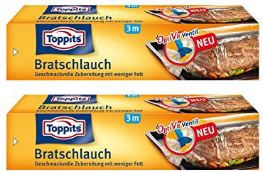 sufe Toppits Bratenschlauch (31 cm x 3 m), 2er Pack (2 x 3 m), PVC-frei, Polypropylen (PP), Rostbeutel, Food Wrap