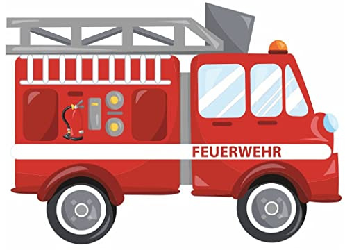 Samunshi® Cooles Feuerwehrauto Wandtattoo Feuerwehr Wandaufkleber Kinderzimmer - 40x29cm mehrfarbig