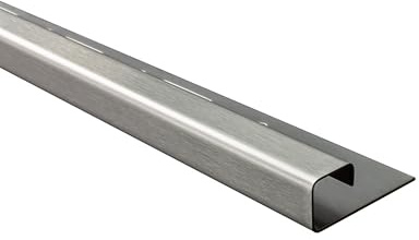 Quadrat Edelstahlschiene Fliesenschiene Edelstahl V2A 2,5m 10mm gebürstet | Für klare Sichtkanten und gerade Abschlüsse im Fliesenbild, für 10mm Fliesenhöhe, 2,5m, V2A Edelstahl, gebürstet, silber