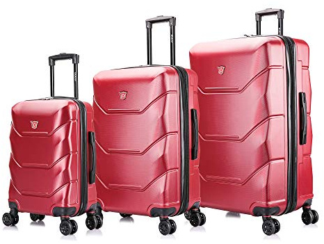 DUKAP ZONIX Luggage with Spinner Wheels | Durable Lightweight Hardshell Suitcase, Spacious Travel Sets with Handle and Trolley | (20/26/30) 3 Piece Luggage Set | Wine