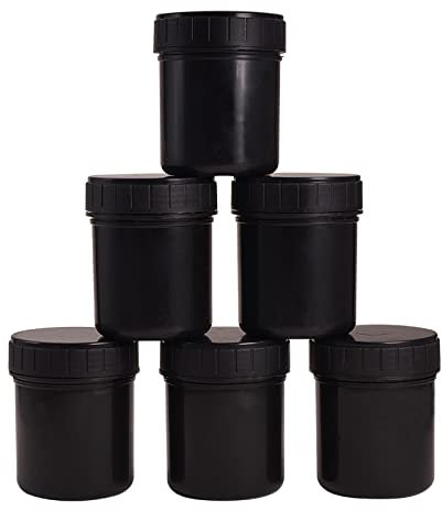 WANDIC Lattine di Vernice di Plastica, 6 pz Nero Vuoto Vasetti di Vernice di Plastica Contenitori di Stoccaggio Con Coperchio Avvitato per Inchiostri per Rivestimenti Alimento E Sapore Chimici
