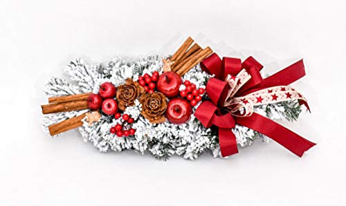 Small-Preis Tannengesteck Gesteck Adventsgesteck Kranz Weihnachtliche Deko - Rot beschneit 40 cm Herbst - Winter - Willkommensgruß PG11