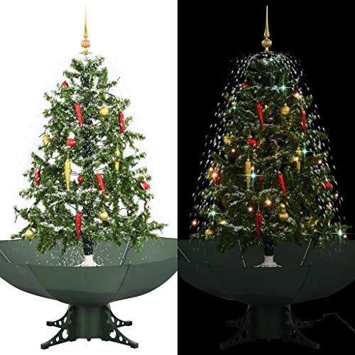 vidaXL Schneiender Weihnachtsbaum mit Schirmfuß Grün 140 cm