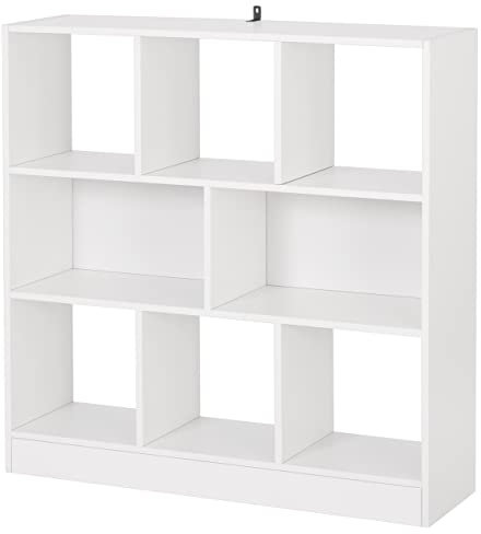WOLTU Bücherregal Raumteiler Regal Bücherschrank Standregal Lageregal Aufbewahrungregal mit 8 Fächern Aktenregal für Wohnzimmer, Kinderzimmer und Büro, Weiß SK021ws