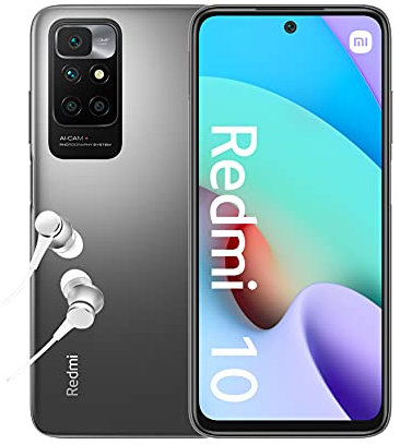 Xiaomi Redmi 10 - Smartphone 4+128GB, 6,5” FHD+ 90Hz DotDisplay, MediaTek Helio G88, 50MP AI Quad Caméra, 5000mAh, Gris Carbone (Version française + 2 Ans Garantie)