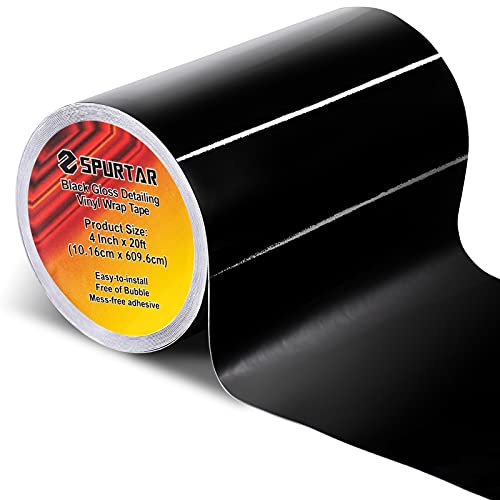 Spurtar Chrom Autofolie Schwarz GläNzend - 10CMx6M selbstklebend Autofolie aus Vinyl, Lackschutzfolie Schutzfolie füR Auto Motorrad Kfz Chromleisten Auto Folierung Schwarz (Schwarze Folie)